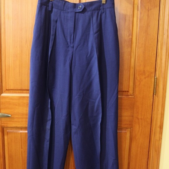 Escada Margaretna Ley Vintage Germany Blue High Waist Trouser Slacks Pants 42 - Picture 2 of 12